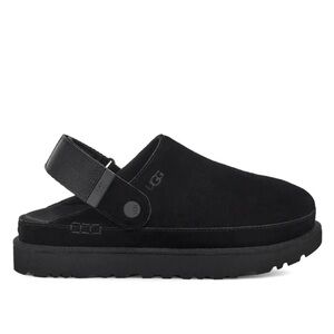 UGG WOMEN'S GOLDENSTAR CLOG - BLACK Suede Platform Sandals